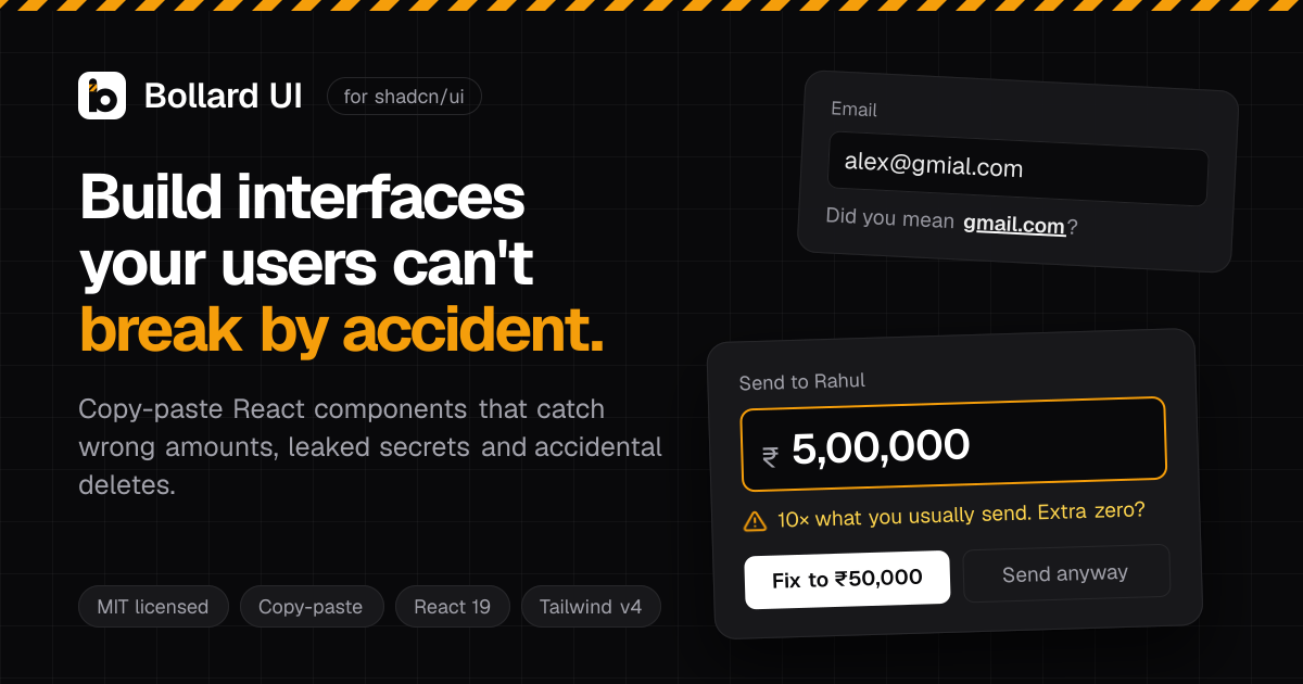 Bollard UI: React guardrails for forms and critical actions